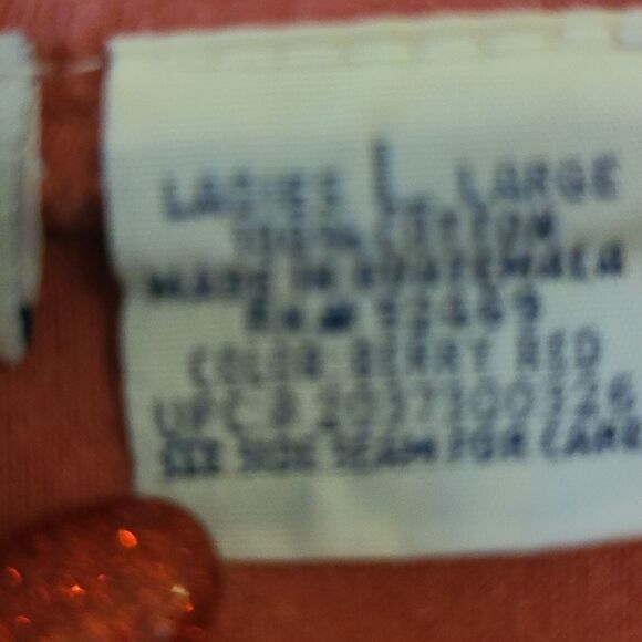Large White Stag Berry Red Long Sleeved Top - Picture 4 of 4